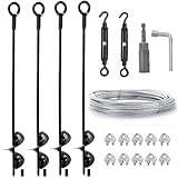 hannger 4 Pack 18' Ground Anchors Shed Anchor Kit, Swing Set Anchors Heavy Duty with Galvanized Cable & Turnbuckles, Earth Anchors High Wind Auger Anchors for Sheds Swings Canopy Gazebo Tent