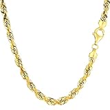 The Diamond Deal 14k SOLID Yellow Gold 7mm Solid Royal Rope Chain Necklace for Pendants and Charms with Lobster Claw Closure (26' And yellow-gold)