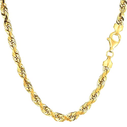 The Diamond Deal 14K Solid Yellow Gold 5.00Mm Shiny Diamond-Cut Royal Solid Rope Chain Necklace For Pendants And Charms With Lobster-Claw Clasp (30" And Yellow-Gold) #TOP21