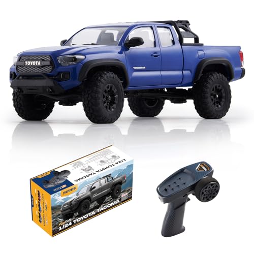 Image of FMS 1 /24 FCX24M Toyota Tacoma RC Crawler, Officially Licensed RC Truck 2 Speeds Switch with LED Lights, Off-Road RC Model for Adults (Blue)