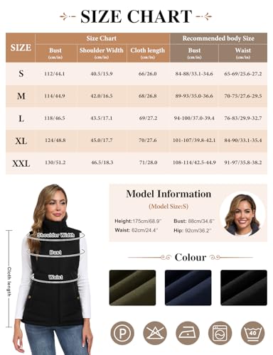 heekpek Damen Weste mit Kapuze Winterweste Ärmellose Fleeceweste Steppweste Kurz Reißverschlüsse Outdoor Warme Damenwesten Ärmellose Jacke Herbst Thermoweste, Schwarz, L