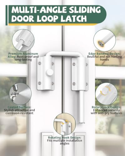 Anobeyi Sliding Door Loop Lock, Multi-Angle Latch for Barn, Patio - 2