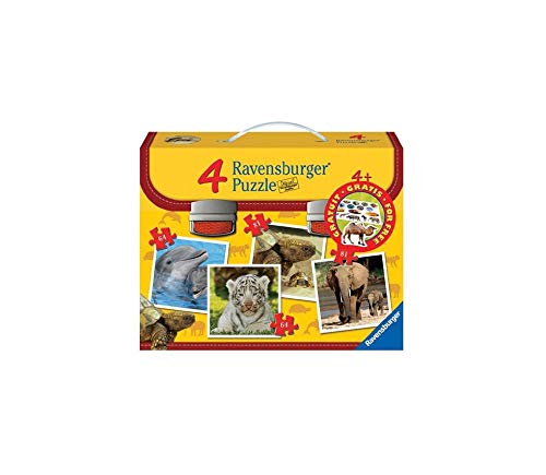 Preisvergleich Produktbild Ravensburger 07045 - Wilde Tierkinder - 2x64 Teile / 2x81 Teile Puzzlekoffer
