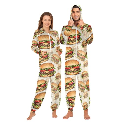 Exnundod Adult Onesie Costume Cosplay Jumpsuits Burger...