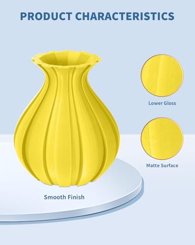 Image of DURAMIC 3D Matte PLA Filament 1.75mm Yellow, 1kg Cardboard Spool Matte Finish 3D Printer Filament PLA 1.75mm Dimensional Accuracy 99% + /- 0.03 mm, Printing with FDM 3D Printer, Easy to Remove Support