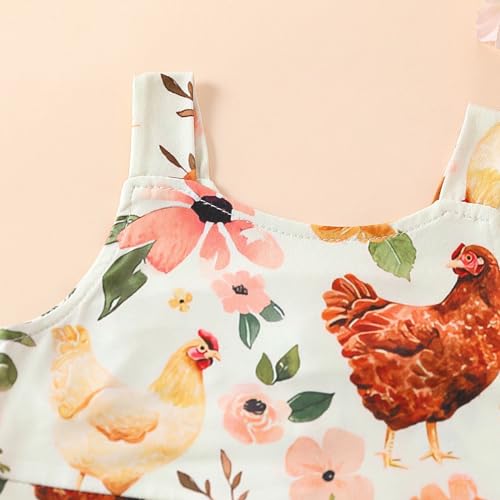 Kids Toddler Girl Clothes 1 Year Old 2T 3T 4T 5T 6T Farm Chicken Baby Romper Overalls Jumpsuit Summer Outfit4