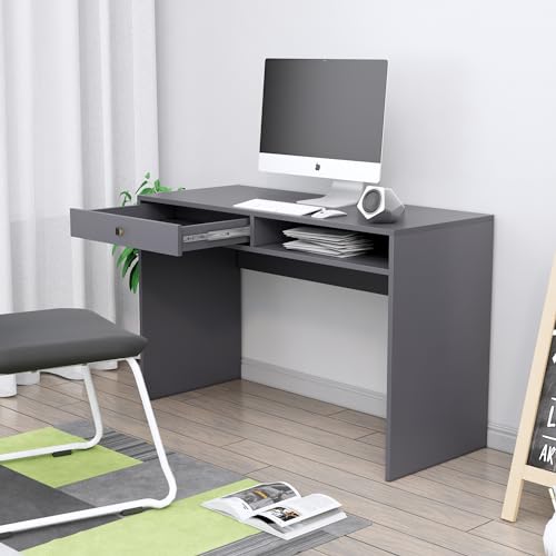 Image of Bniture Wooden Study Table for Home | Engineered Wood Study Table with Storage Shelf & Drawer | Multi Purpose Computer Desk for Writing & Study | Laptop Table for Study Room & Office | Slate Grey