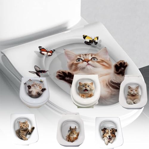 Waga WAGA-167C53 3D Sticker For Toilet,3D Bathroom Toilet Sticker,Animals 3D Wall Stickers,Toilet Stickers For Seat Cover,Cute Decal For Toilet,Waterproof Removable Toilet Lid Decal Bathroom Decor thumb #1
