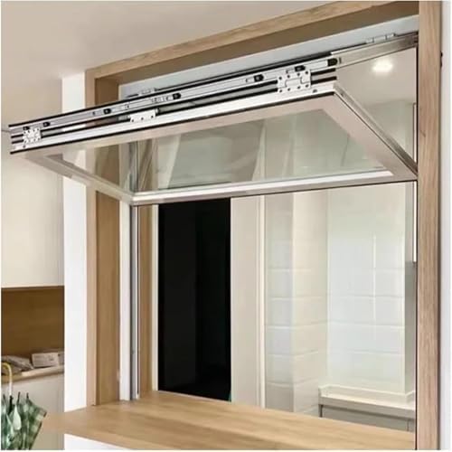 Aluminum Alloy Manual Sliding Concession Window for Food Trucks, Locking Handle, Flush Mount Folding Design, Outdoor Food Truck Service Replacement with 5MM Glass (WxH)
