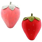 zhidiloveyou 2PCS 9' Strawberry Plush Pillow Soft Stuffed Fruit Toy for Kids Adults