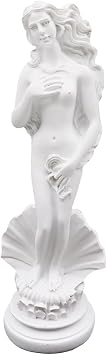 Riven Venus Aphrodite Resin Sculpture Figure, Greek Goddess Decorative Statue with Seashell Base, Classic White Ornaments for Home Art Decoration