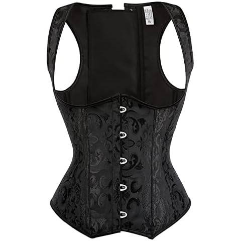 Alivila.Y Fashion Womens Steel Boned Brocade Underbust Corset 2989-Black-XL Cover