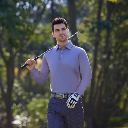 M MAELREG Long Sleeve Polo Moisture Wicking Plain Tennis Collared Mens Golf Long Sleeve Shirts for Men — view 2