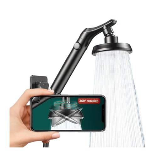 Pommeau de douche à main réglable haute pression avec coude rotatif gris