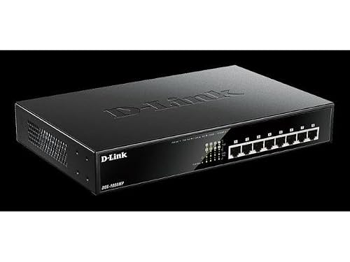 D-Link DGS-1008MP Switch 8 Ports Gigabit POE+ 10/100/1000mbps - Idéal pour Entreprise Administration et Réseaux Gérés
