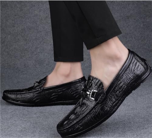 Mens Loafers Slip On Faux Crocodile Leather Driving Shoes Flat Heel Resistant Comfortable Wedding Fashion Lightweight Casual2