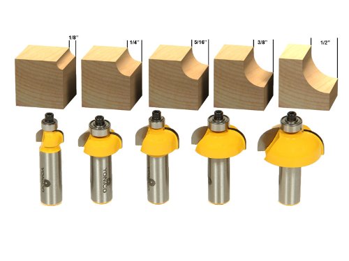 Yonico Router Bits Edge Forming Cove Set 5 Bit 1 2-Inch Shank 13522