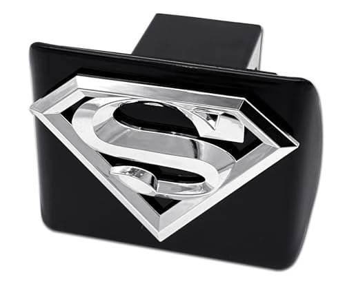 Elektroplate Officially Licensed Superman All Metal Black Hitch Cover for Trucks and SUVs | Fits Standard 2\" Trailer Hitch Receivers | Premium Weatherproof
