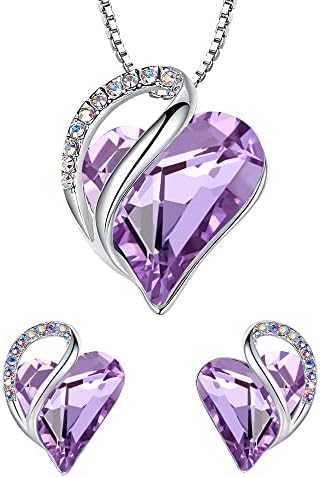 Leafael Infinity Love Heart Necklace and Stud Earrings for Women,...