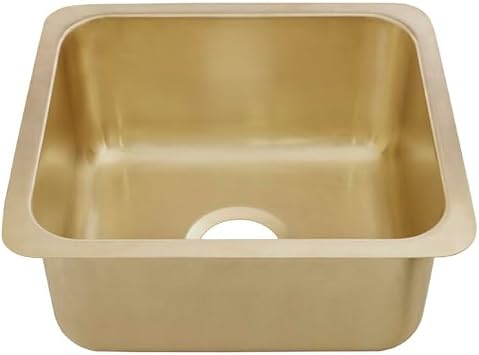 Thompson Traders Rivera 17" Single Basin Bar Sink for Undermount or Drop-In Installations - Smooth Semi-Satin Brass