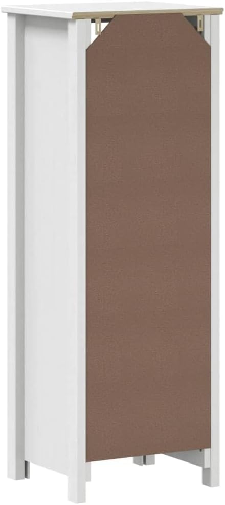 Bathroom Cabinet Berg White 15.7"x13.4"x43.3" Solid Wood Pine,Modern Pine Wood Bathroom Cabinet with Amplex Storage for Bathroom Organization Bathroom Furniture Sets