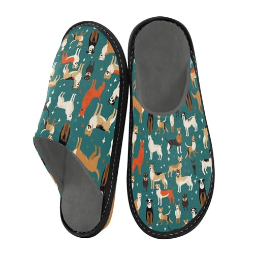 Colorful Cute Dog Fuzzy Slippers Soft Home Bedroom Slippers for Women Men House Shoes2