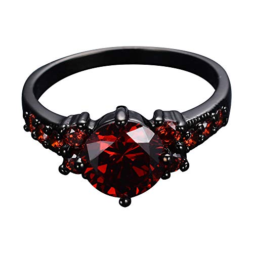 Red Round Garnet 925 Sterling Silver 18KT Black Gold Over Women's Wedding Wedding Engagement Ring For Womens2
