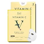 Rael Face Mask Skin Care, Vitamin C Face Masks - Bamboo Facial Sheet Mask, Korean Skincare, with Brightening Vitamin C Serum and Fruit Extracts, All Skin Types (Vitamin C, 5 Sheets)