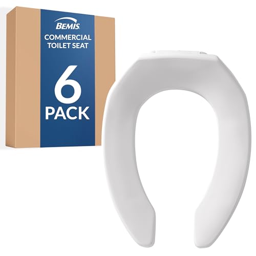 Bemis 6 Pack Commercial Open Front Plastic Toilet Seat,