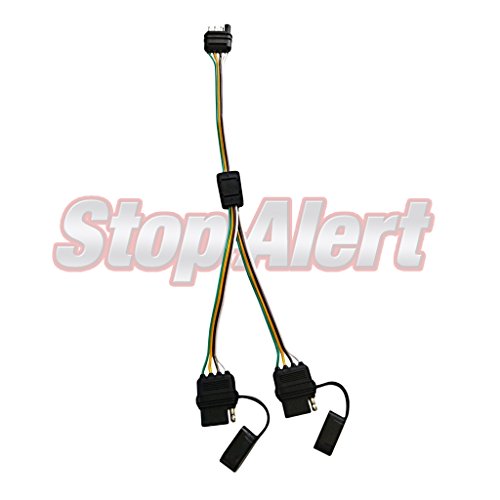 Trailer Splitter with CAPS COVER for LED Tailgate light Bar 4 Pin Adapter FLAT Y-Splitter Harness High Capacity