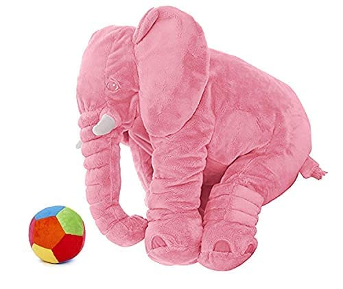 Image of Big Size Fibre Filled Stuffed Animal Elephant Plush Soft Toy with Ball for Kids Plush Hugging Toy for Kids boy Girl Birthday Gift (60 cm, Pink) for 1 Year Above
