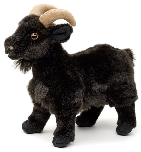 Uni-Toys – Cabra de montaña Negra – 29 cm (Largo) – Peluche de Cabra – Doudou