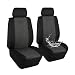 Elantrip Waterproof Linen Cloth Front Seat Covers Universal Fit Water Resistant Breathable Bucket Seat Cover Protection Airbag Compatible for Cars SUV Truck, Black and Gray 2 PC