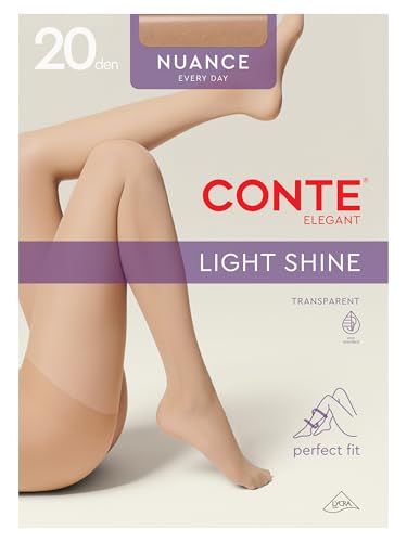 Image of Conte Control Top Tension Sheer Pantyhose Tights with Silky Matte Effect Nuance 20 Den