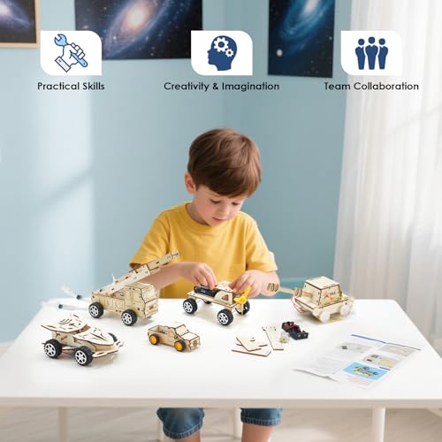 Cooldele 6-in-1 Experimente für Kinder ab 7 8 9 10 11 12 13 14 Jahren – Hydraulische Modelle, Flugzeuge & Elektronik Experimentierkasten. STEM Lernspielzeug, das Festtagsgeschenk für 7-14 Jährige