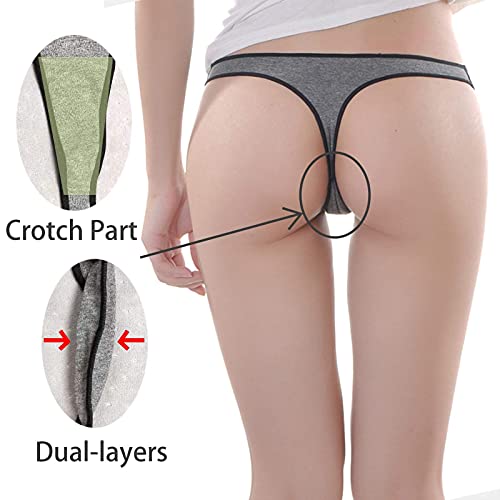 Kuku Panda Women's Sexy Cotton G-String Thongs Panties 6 Pack Bundle Underwear Black White Grey Camouflage Snake Print Small #TOP5