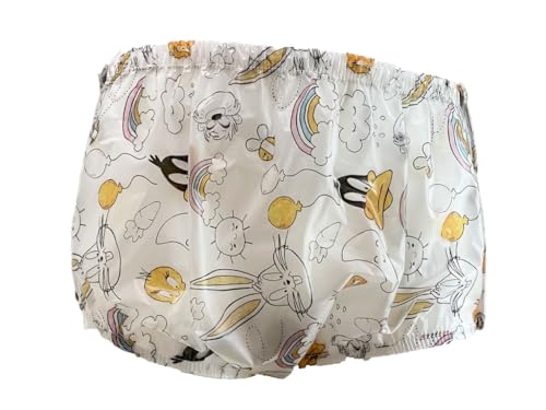 Haian Classic Unisex-Inkontinenz-Unterhose mit Schnappverschluss, Kunststoff (TPU) bedruckt, wasserdicht, Größe L, Häschen