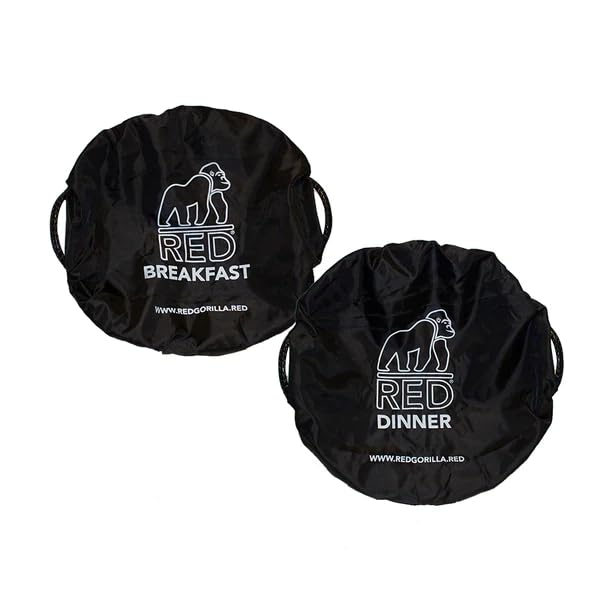 Red Gorilla Fabric Tub Covers Twin Pack Breakfast and Dinner Elasticated Stretch Durable Polyester Ideal for Animal Feed Buckets or Tubs Showerproof Size M-L (Black) โ image 1