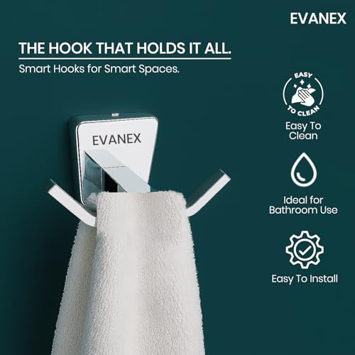 Image of EVANEX Rob Hook, 304 Grade Stainless Steel, Wall Towel Hooks Coat Hook, Chrome Robe Hook, Door Hanger Towel Robe, Clothes Cabinet Closet Sponges Hook for Bathroom & Kitchen (Selvi)