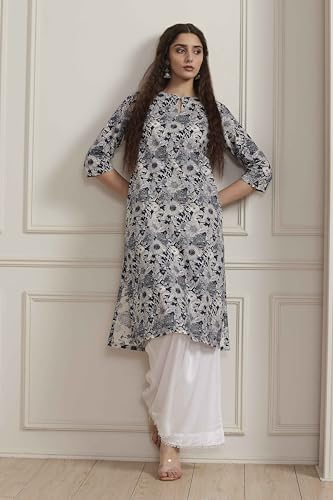 Image of BIBA Women Cotton Floral Printed Straight Kurta