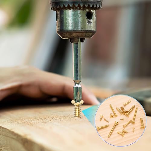 M METERXITY Tornillos de Madera de Latón M4 x 12mm, Paquete de 100, Cabeza Plana Phillips Autoperforante para Bisagras de Puerta y Reparación de Muebles miniatura 4