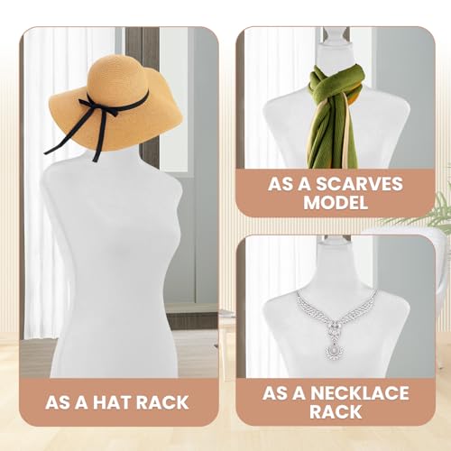 Mannequin Dress Form Female Dress Model Torso Display Mannequin Body 50-63 Inch Height Adjustable Tripod Stand (White, 50-63 Inches) - Thumbnail 6