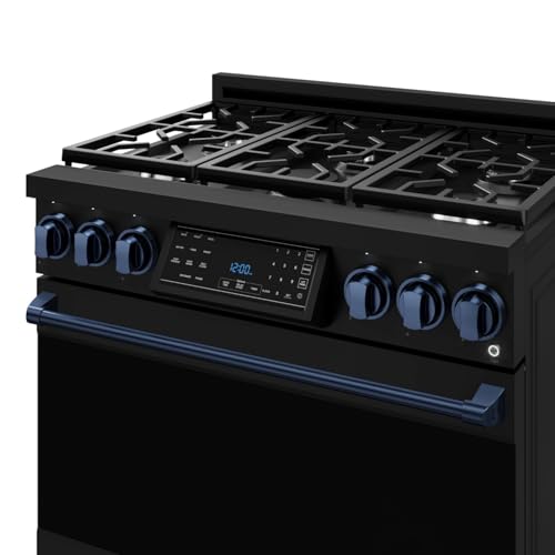 Image of Gordon Ramsay by THOR Kitchen 36 Inch Professional Liquid Propane Range with Tilt Panel Touch Control in Black /Navy Blue