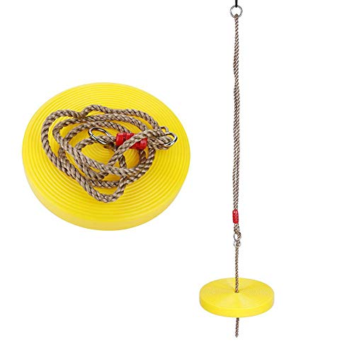 Image of Toy Park Plastic Disc Swing Outdoor Indoor Hanging Plate Children Swing Disc Seat Kids Round Rope Playground Garden Play Activity with Height Adjustable (Yellow)
