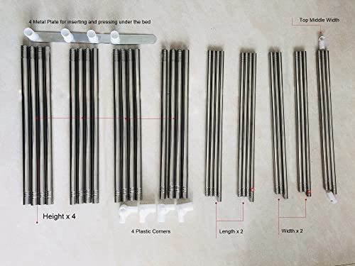 Kingkara Canopy Bed Frames Post Queen Full Size Stainless Steel Netting Bed Canopy Frame Poles Four Corner Bed Bracket Fit For Metal Bed Wood Bed Bedroom Décor (Queen) #TOP2