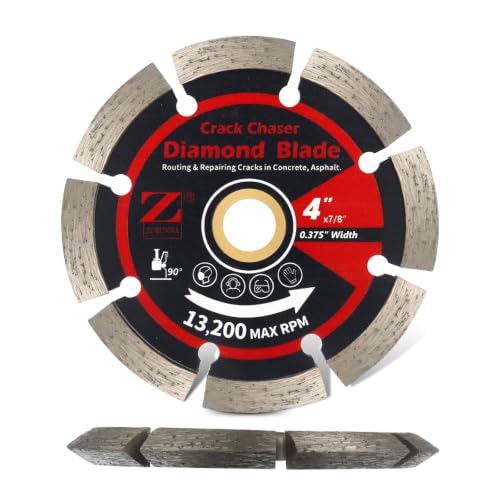 ZORUNNA 4" Diamond Crack Chaser Blade for Concrete, 3/8" Wide, 7/8" Arbor