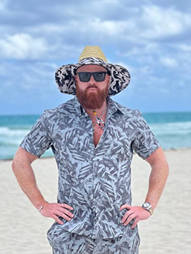 Image of Printed Pattern Straw Sun Hat