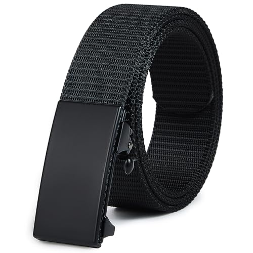 Men's Ratchet Web Belts,Outdoors Hiking Tactical Belt for Men,Nylon No Holes Golf Belts with Automatic Buckle