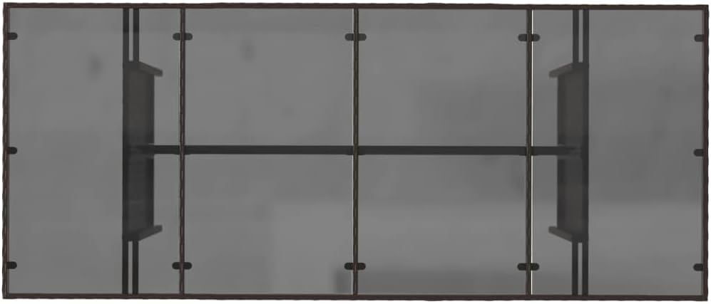 Garden Coffee Table Brown Poly Rattan with Tempered Glass Top and Powder-Coated Steel Frame, Rectangular 31.5 x 74.8 x 29.5 in, Outdoor Patio Furniture for 6, Stylish Durable Outdoor Table