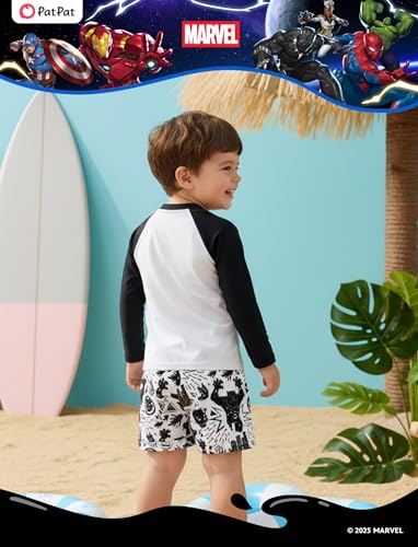 Image of Disney Marvel Spiderman Swimsuit Rash Guard Shirt & Swim Trunks Stitch Boys Swim Set UPF 50+ Summer Kids Bathing Suit 3M-13T